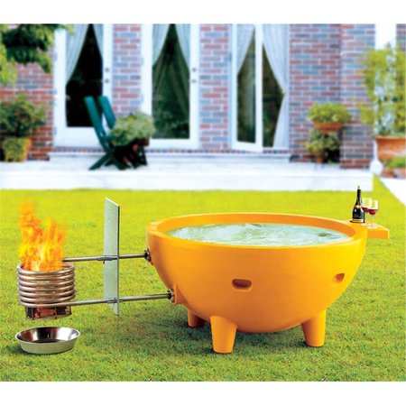 Patioplus FireHotTub Round Fire Burning Portable Outdoor Orange Fiberglass Soaking Hot Tub PA160302